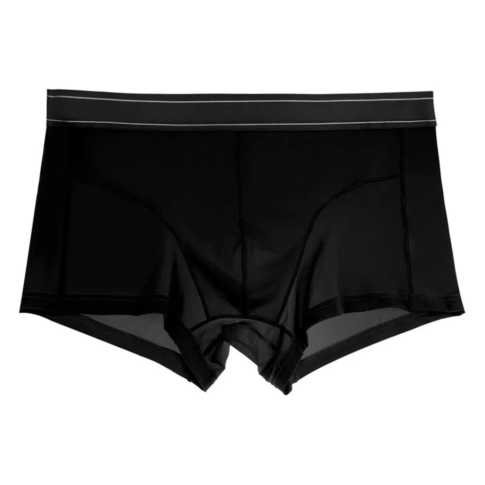 Quick drying breathable ice silk shorts for men in black, leisure fit with elastic waist