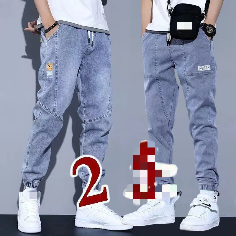 Two pairs of women's casual cotton jeans with mid waist and washed finish in grey and black