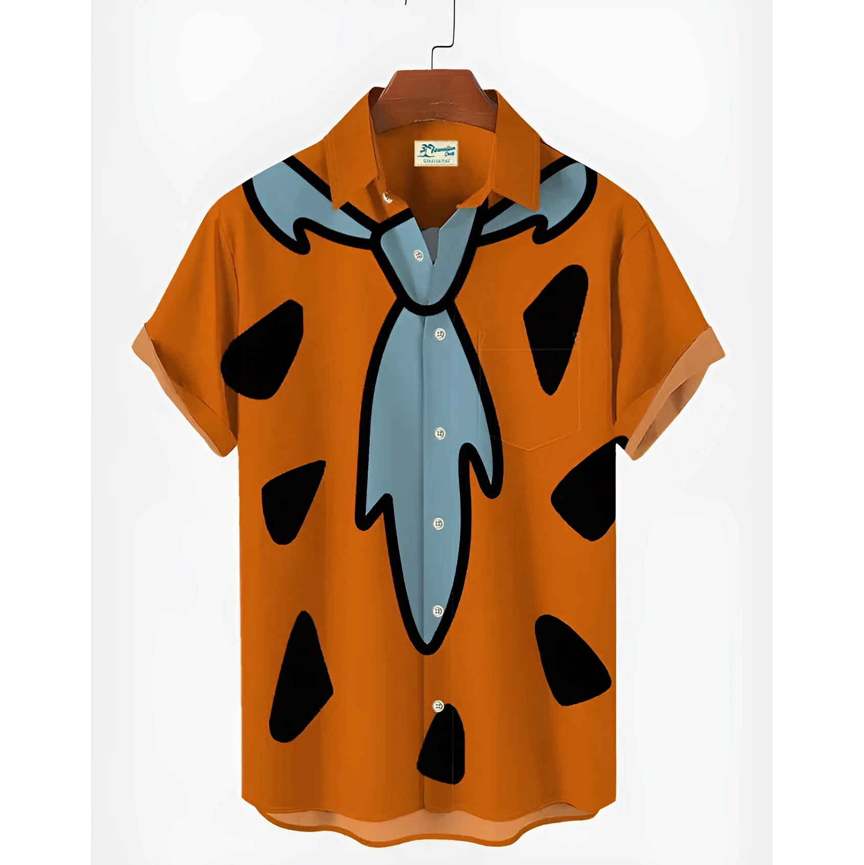 Men's Hawaiian short sleeve shirt in polyester, available in blue green orange, sizes S to 6XL