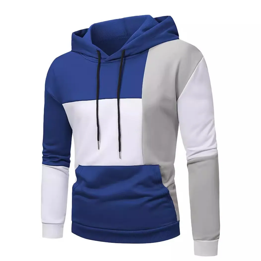 Men's slim fit hooded sweater with 3D colour matching pattern, polyester, long sleeves