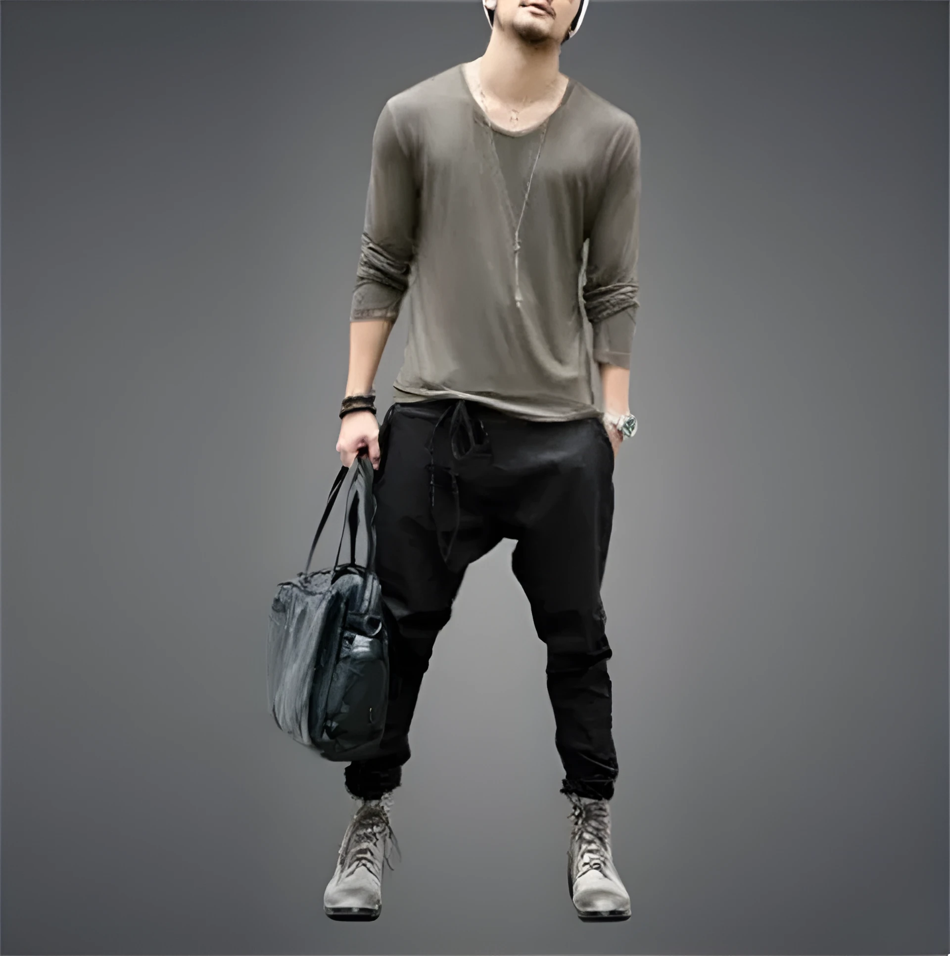 Men's black jogger sweatpants with loose fit and tapered leg design