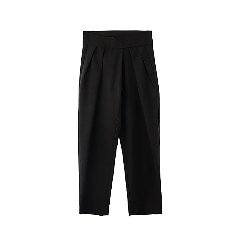 Men's cotton blend high waist straight tube harem trousers in apricot colour for business casual wear