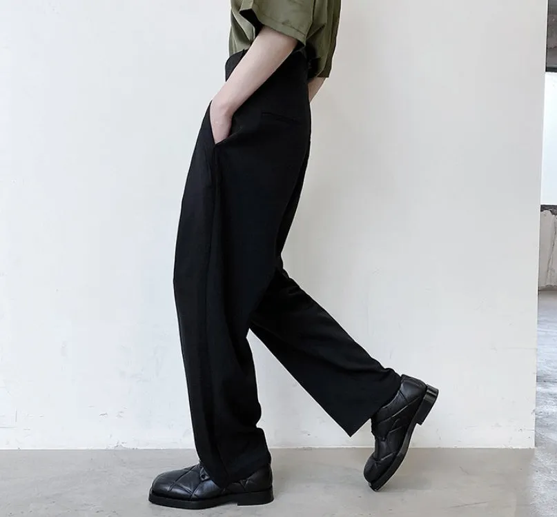Men's cotton blend high waist straight tube harem trousers in apricot colour for business casual wear