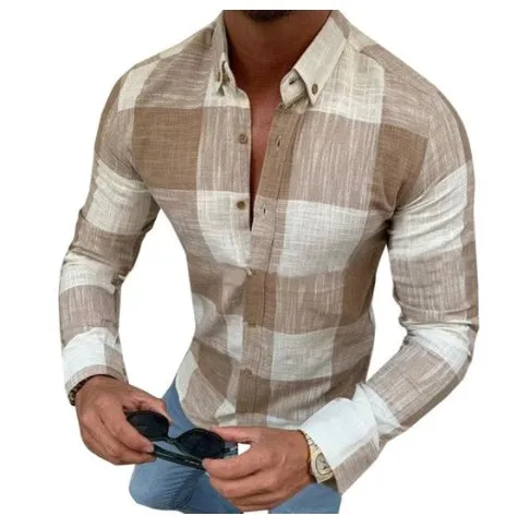 Check lapel button long sleeve cardigan in regular fit, leisure style, available in multiple colours and sizes S to 5XL.
