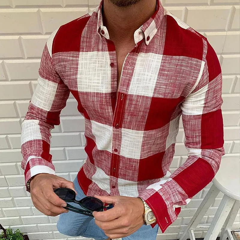 Check lapel button long sleeve cardigan in regular fit, leisure style, available in multiple colours and sizes S to 5XL.