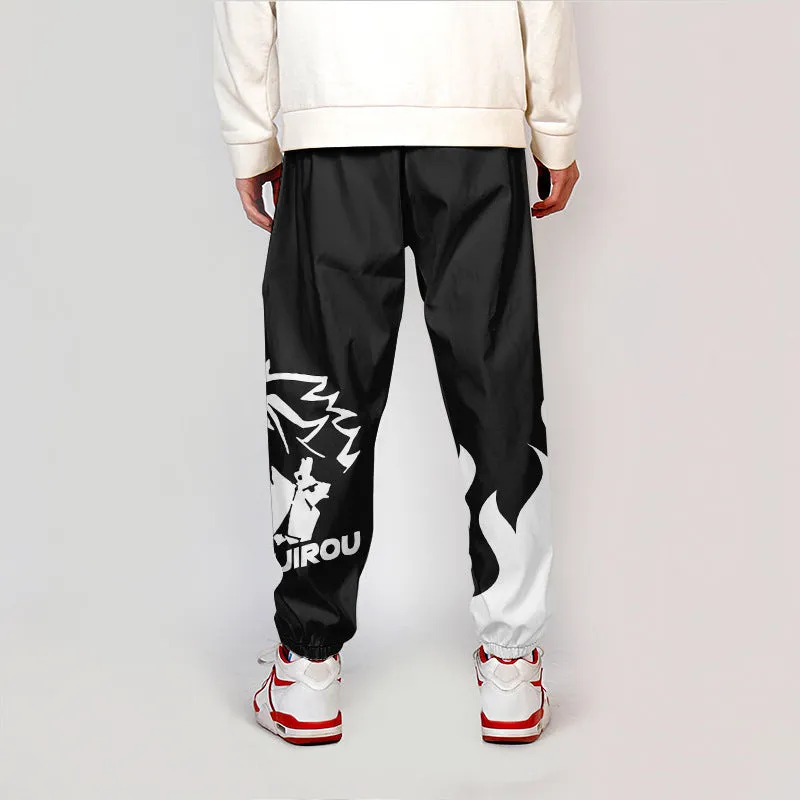 Casual footwear overalls for plus size men, loose fit polyester trousers with belt, spring style