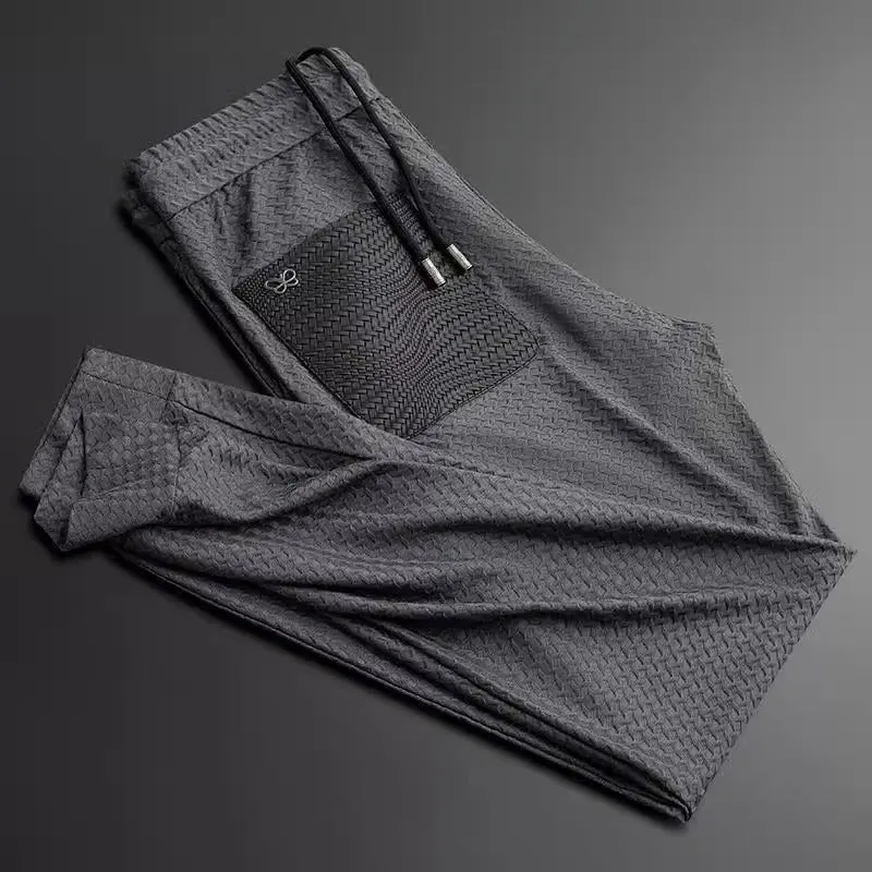 Men's anti-wrinkle houndstooth jacquard slim-fit short sleeve suit set in gray suit colour