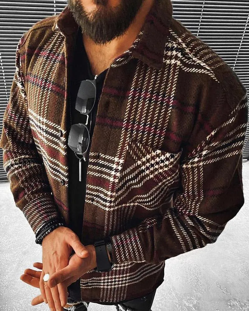 Men's loose fit 3D digital printed jacket in colour option A, full front view showing all-over diamond pattern and button closure