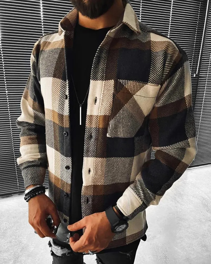 Men's loose fit 3D digital printed jacket in colour option A, full front view showing all-over diamond pattern and button closure