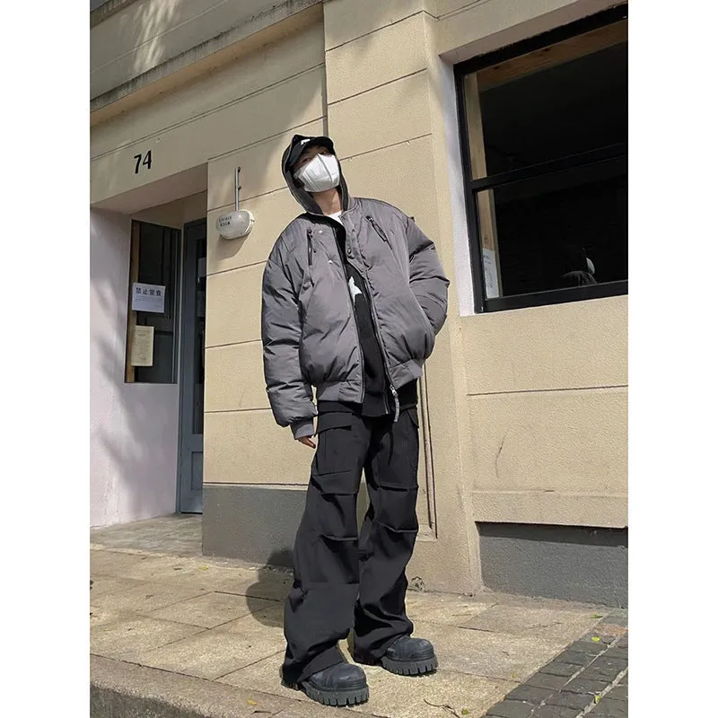 Black Warrior design plaid overalls for men, low waist trousers in black chemical fibre blend