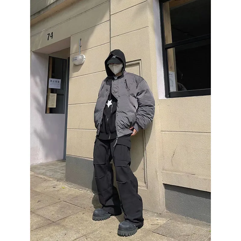 Black Warrior design plaid overalls for men, low waist trousers in black chemical fibre blend