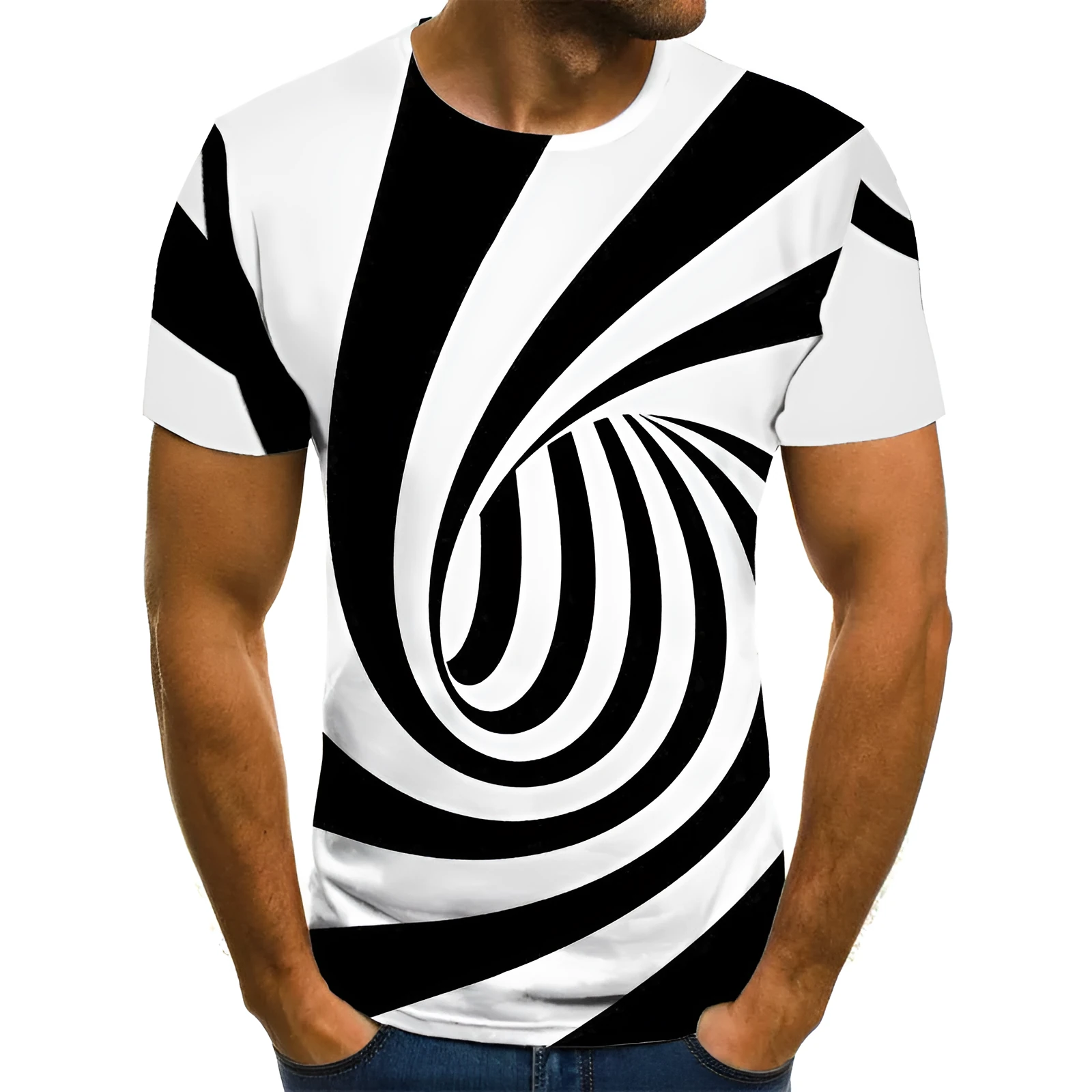 Men's casual short-sleeved T-shirt with 3D digital printing of lone bird solo pattern, loose fit, available in multiple colours