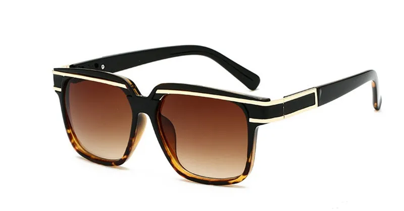 Men's UV400 sunglasses in Leopard brown with PC frame and metal accents