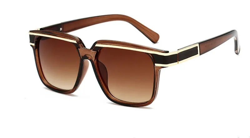 Men's UV400 sunglasses in Leopard brown with PC frame and metal accents
