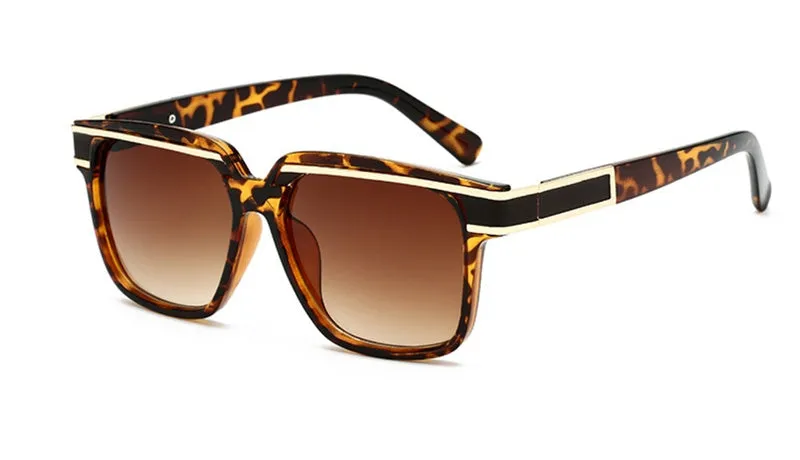 Men's UV400 sunglasses in Leopard brown with PC frame and metal accents