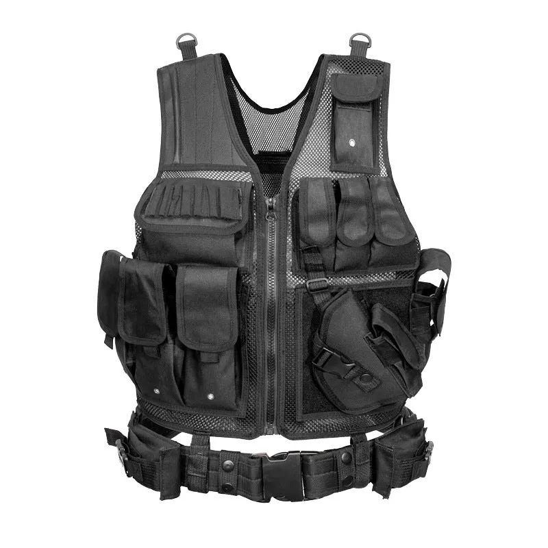 Solid colour tactical vest made from 600D Nylon Oxford fabric for quick-drying breathable training use