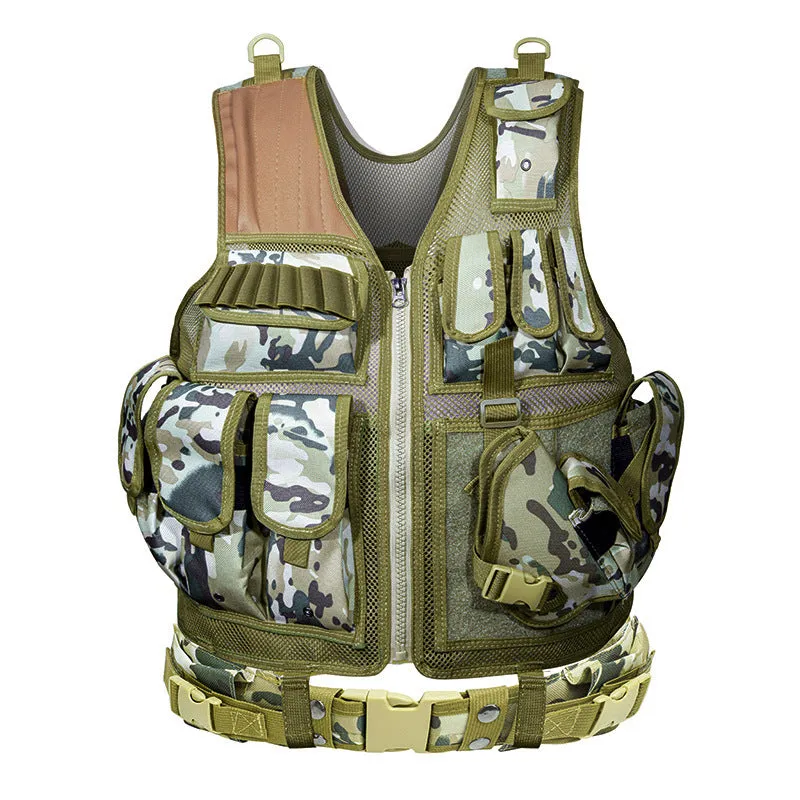 Solid colour tactical vest made from 600D Nylon Oxford fabric for quick-drying breathable training use