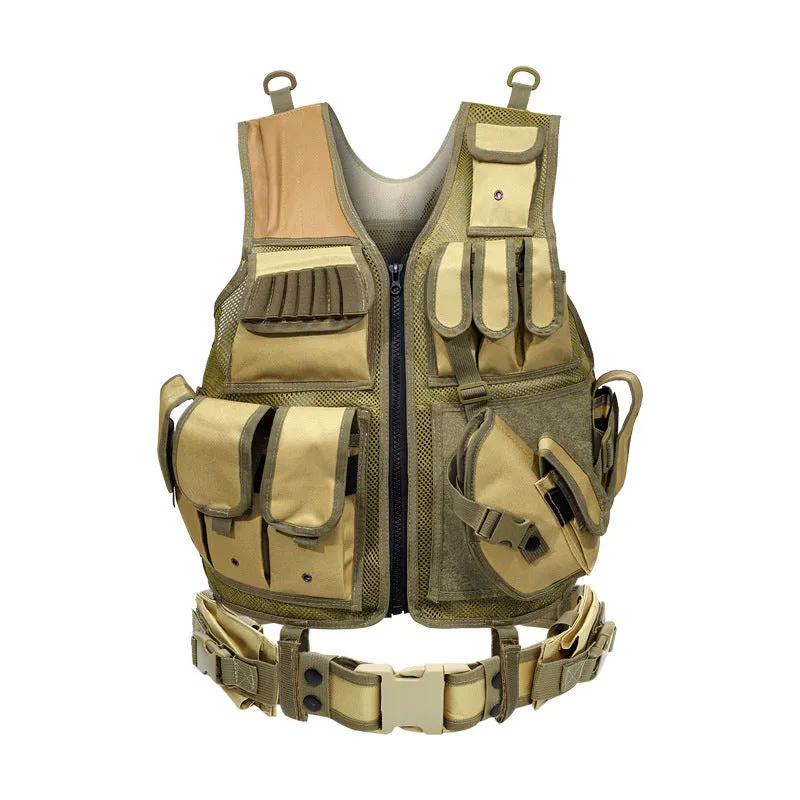 Solid colour tactical vest made from 600D Nylon Oxford fabric for quick-drying breathable training use