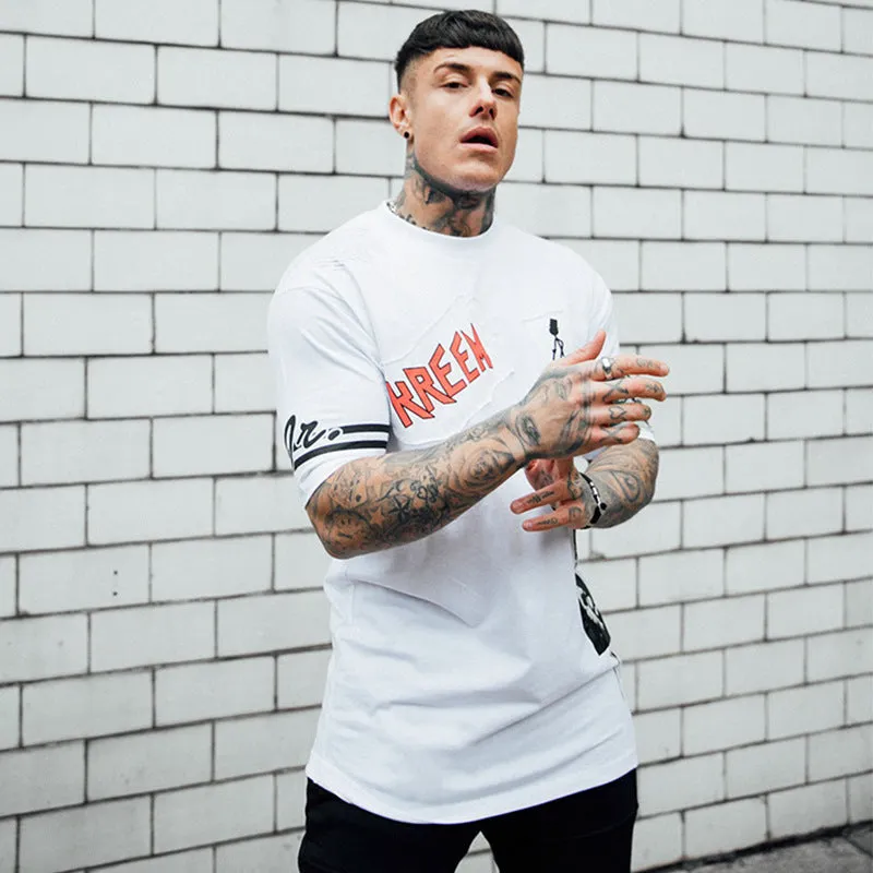 Men's loose fit cotton short sleeve t-shirt in black and white options
