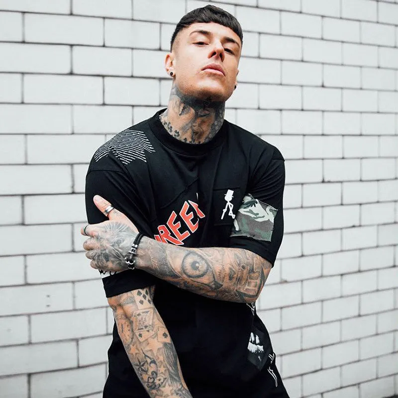 Men's loose fit cotton short sleeve t-shirt in black and white options
