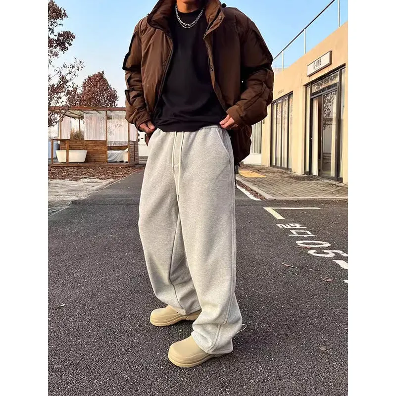 Men's American retro casual sweatpants in black, elastic waist, loose fit, cotton fabric, sizes M L XL