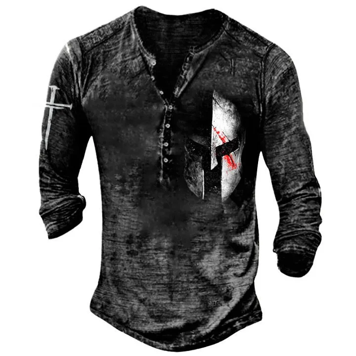 Printed men's long-sleeved sports t-shirt in imitation cotton fabric with round neck and street-style graphics