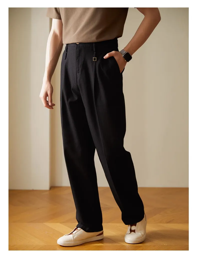 Retro casual pants for men, cotton spandex blend, fashionable city style in black