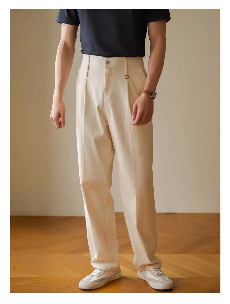 Retro casual pants for men, cotton spandex blend, fashionable city style in black