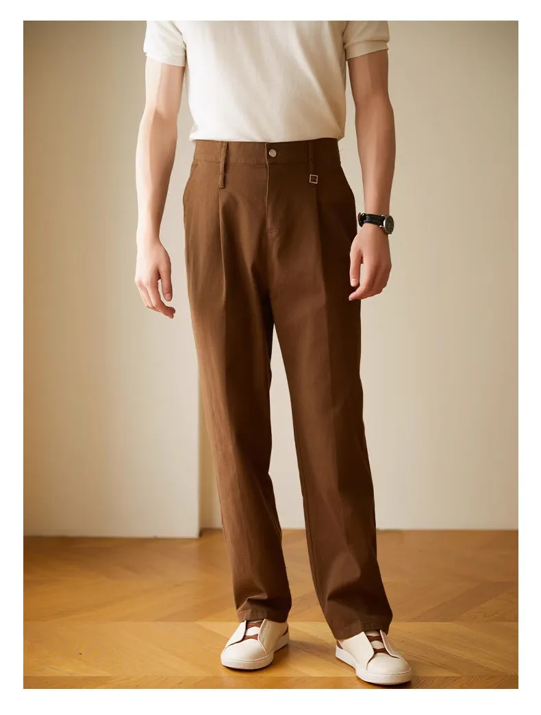 Retro casual pants for men, cotton spandex blend, fashionable city style in black