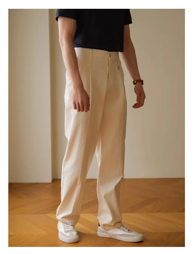 Retro casual pants for men, cotton spandex blend, fashionable city style in black