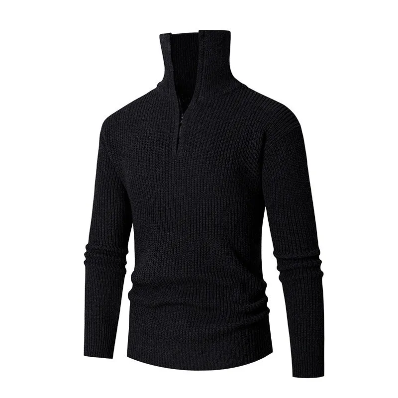 Men's slim fit polyester base layer sweater pullover in light gray, front view