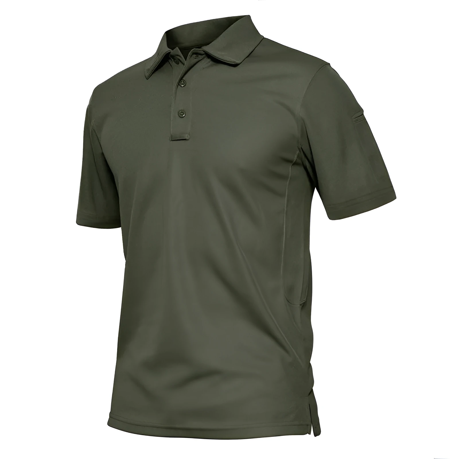 Men's cotton blend short sleeve solid colour polo shirt in black with lapel collar front view