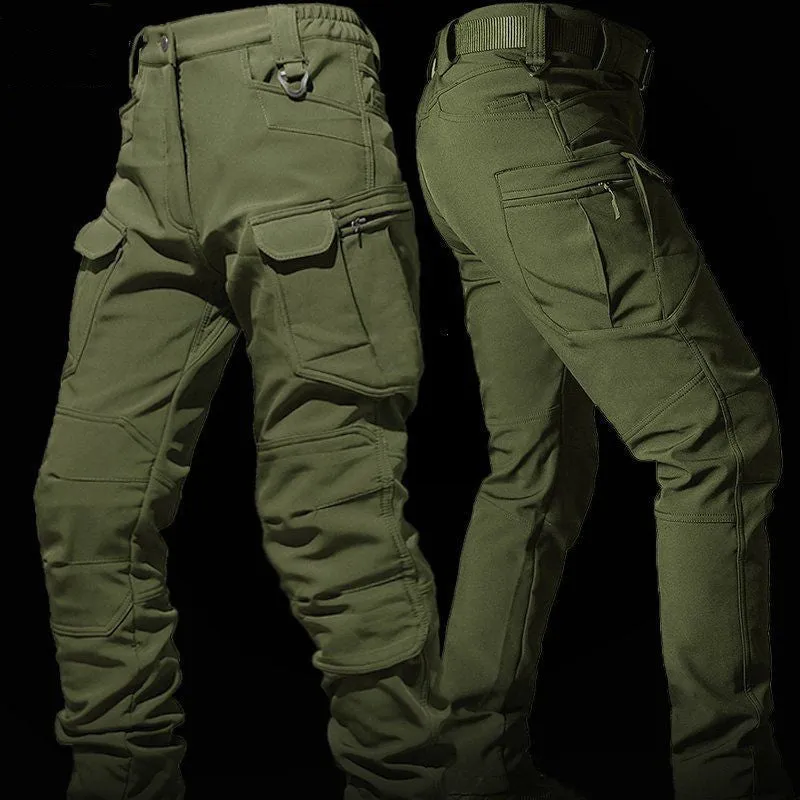 Men's fleece jacket and pants set in corduroy with hooded Korean style in army green beetle coat colour