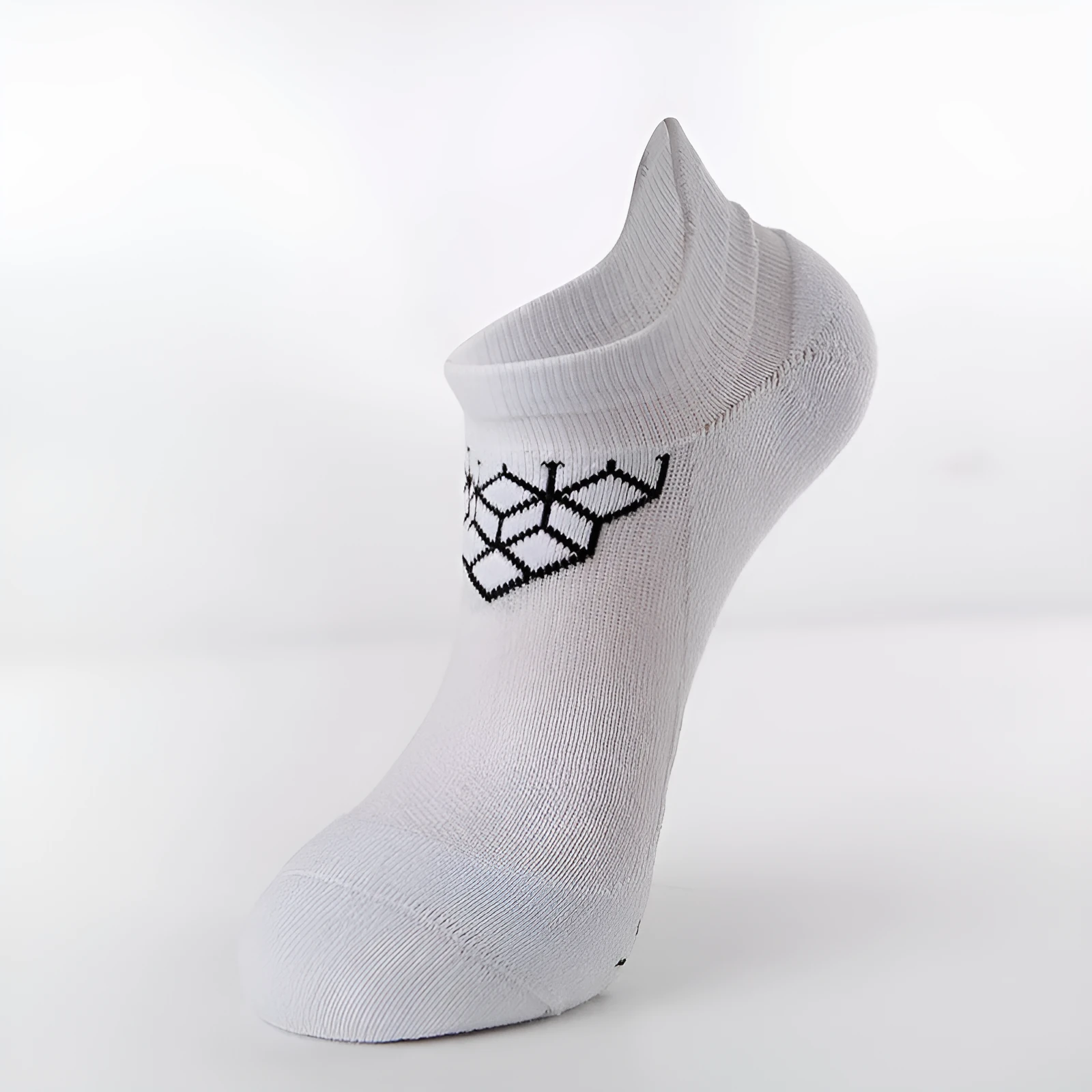 Men's terry wear-resistant sports socks in combed cotton, grid pattern, one size, multiple colours including black and white