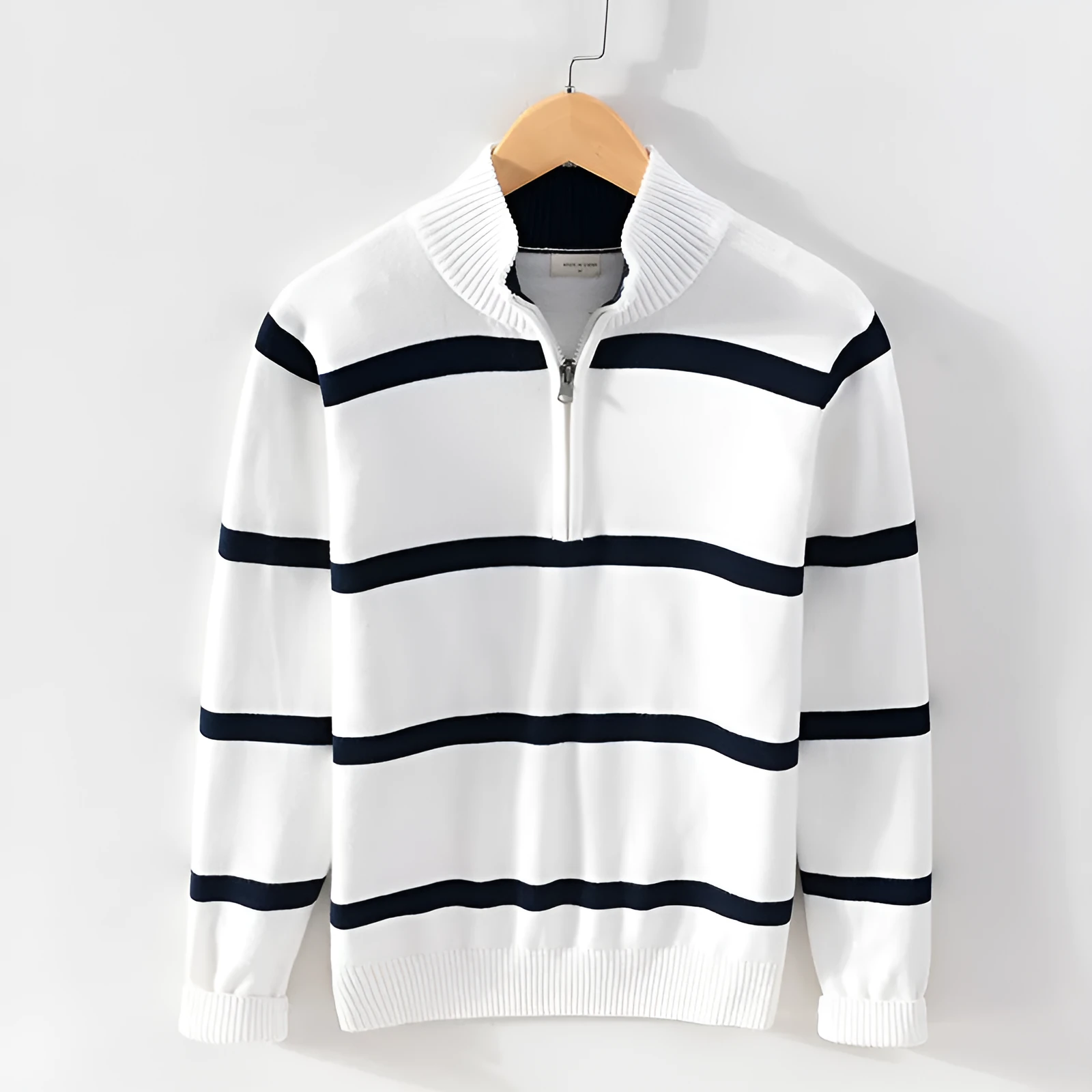 Men's cotton wool half zip turtleneck sweater in slim fit, available in multiple colours including gray and black