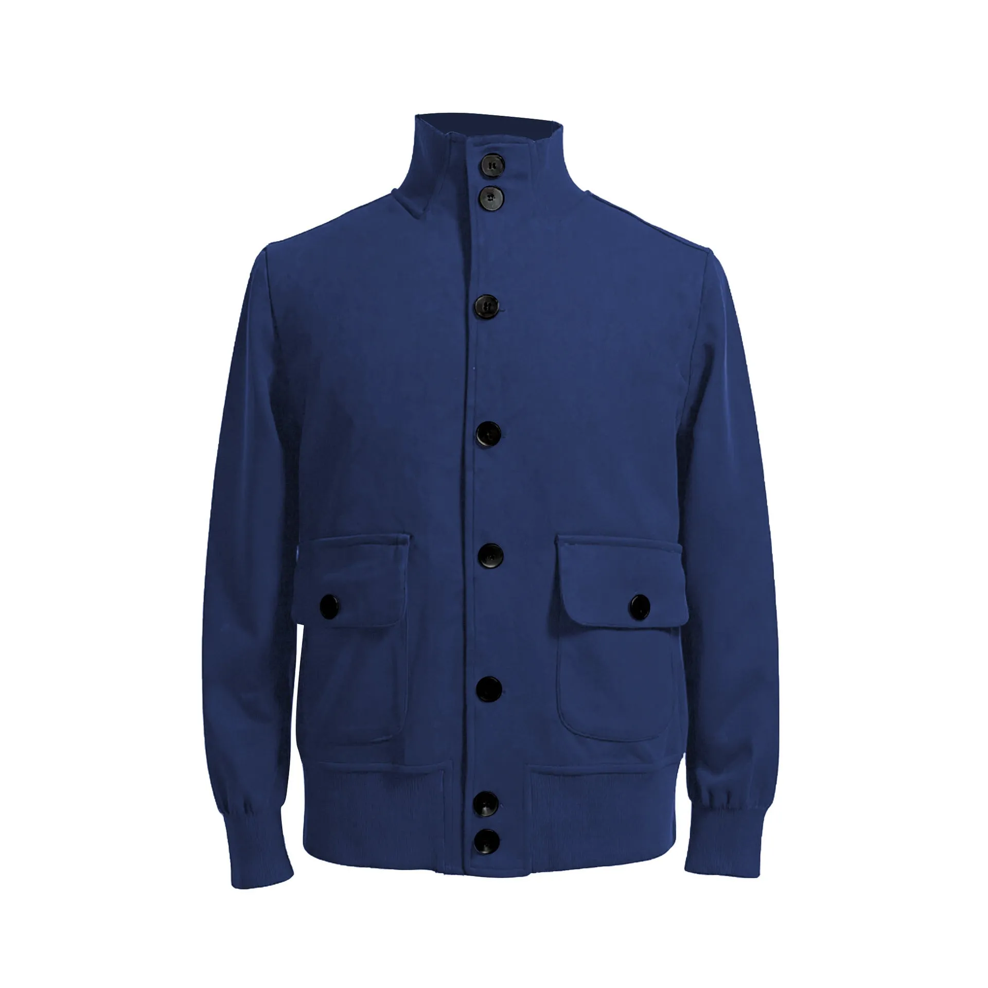 Men's retro spring autumn deerskin velvet jacket in solid colour, casual leisure coat, front view