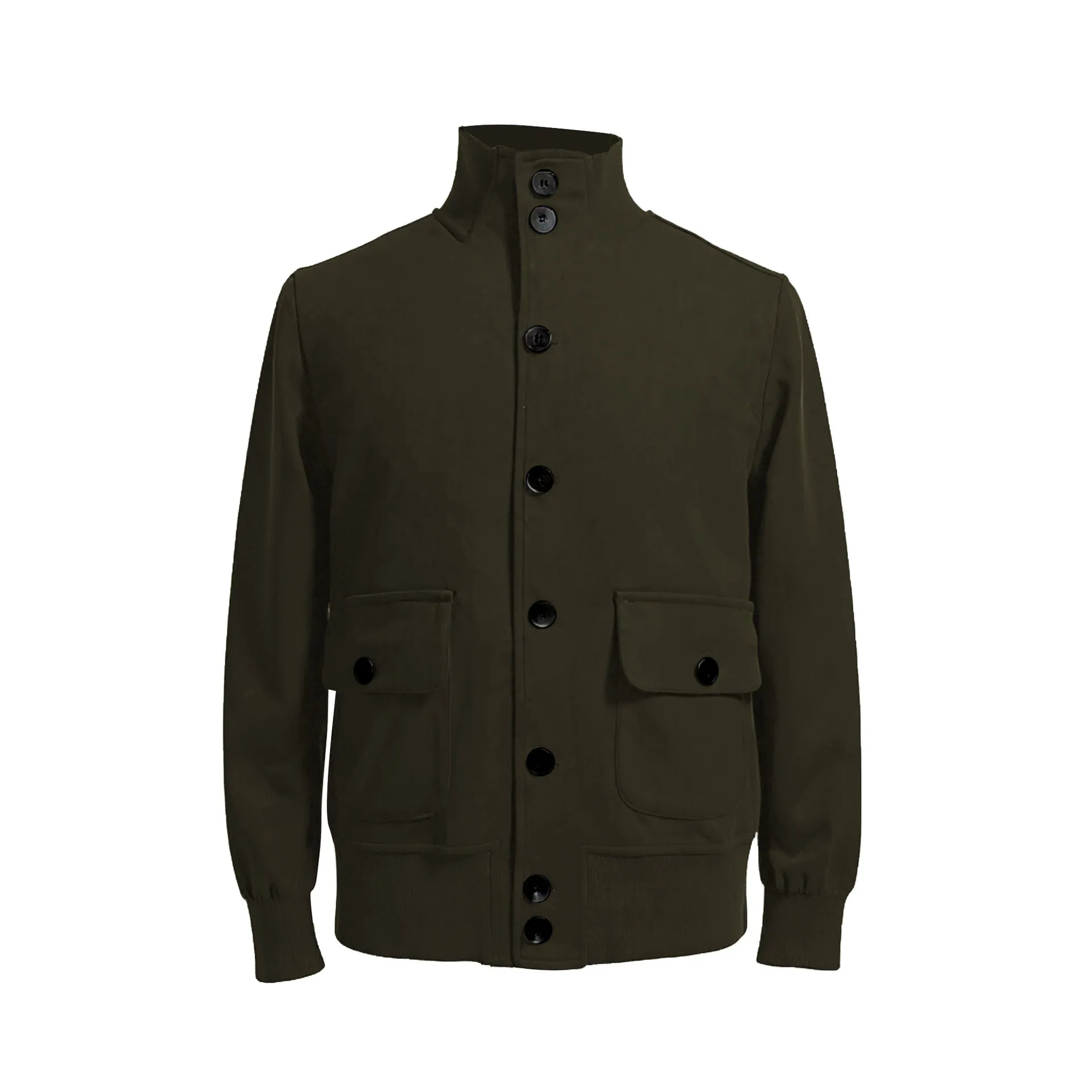 Men's retro spring autumn deerskin velvet jacket in solid colour, casual leisure coat, front view