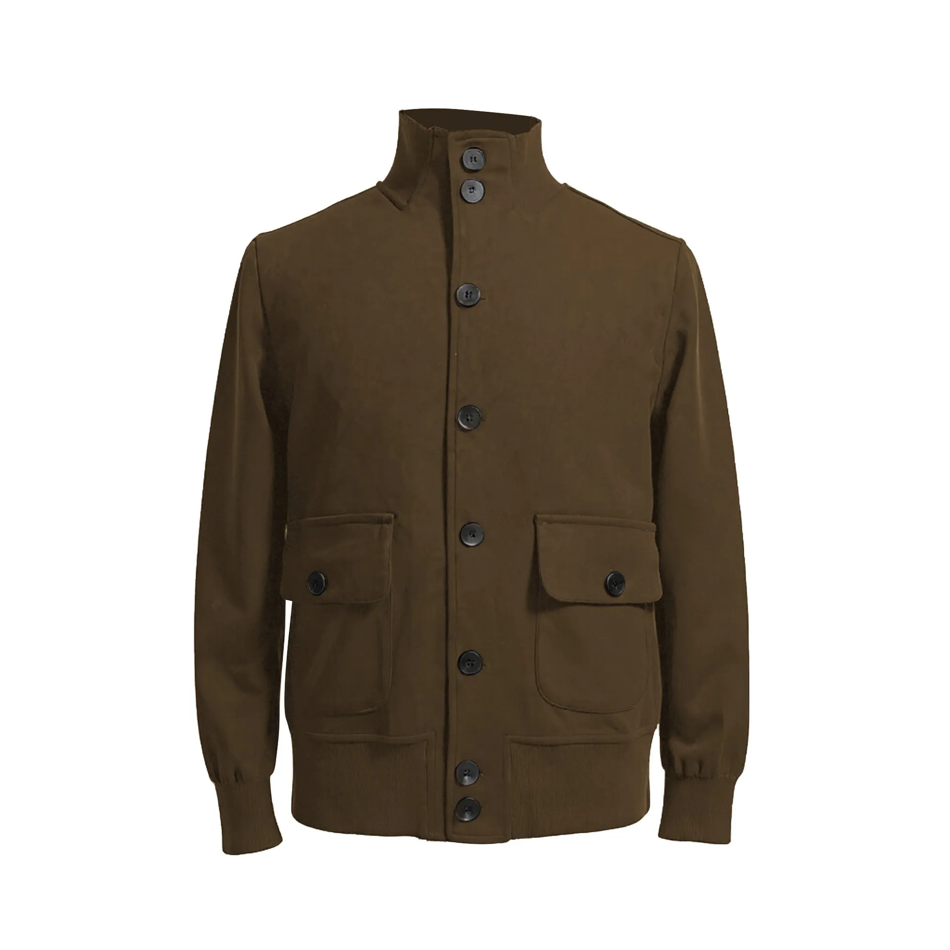 Men's retro spring autumn deerskin velvet jacket in solid colour, casual leisure coat, front view