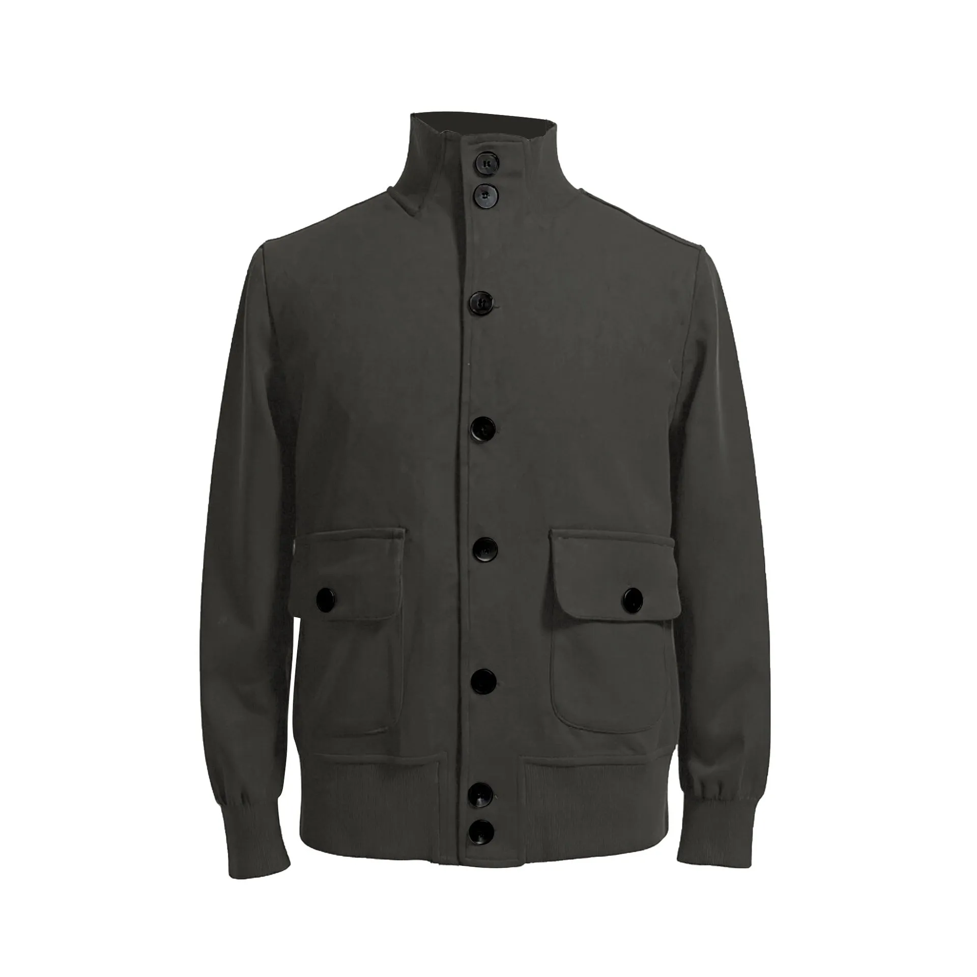 Men's retro spring autumn deerskin velvet jacket in solid colour, casual leisure coat, front view