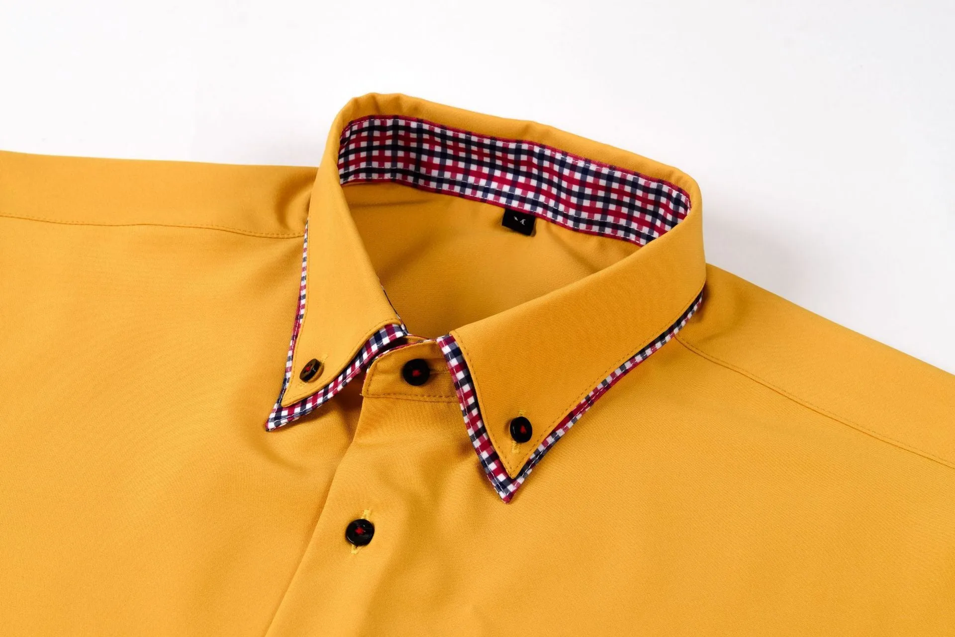 Double collar stitching casual shirt in black showing cardigan style and solid colour design with button front