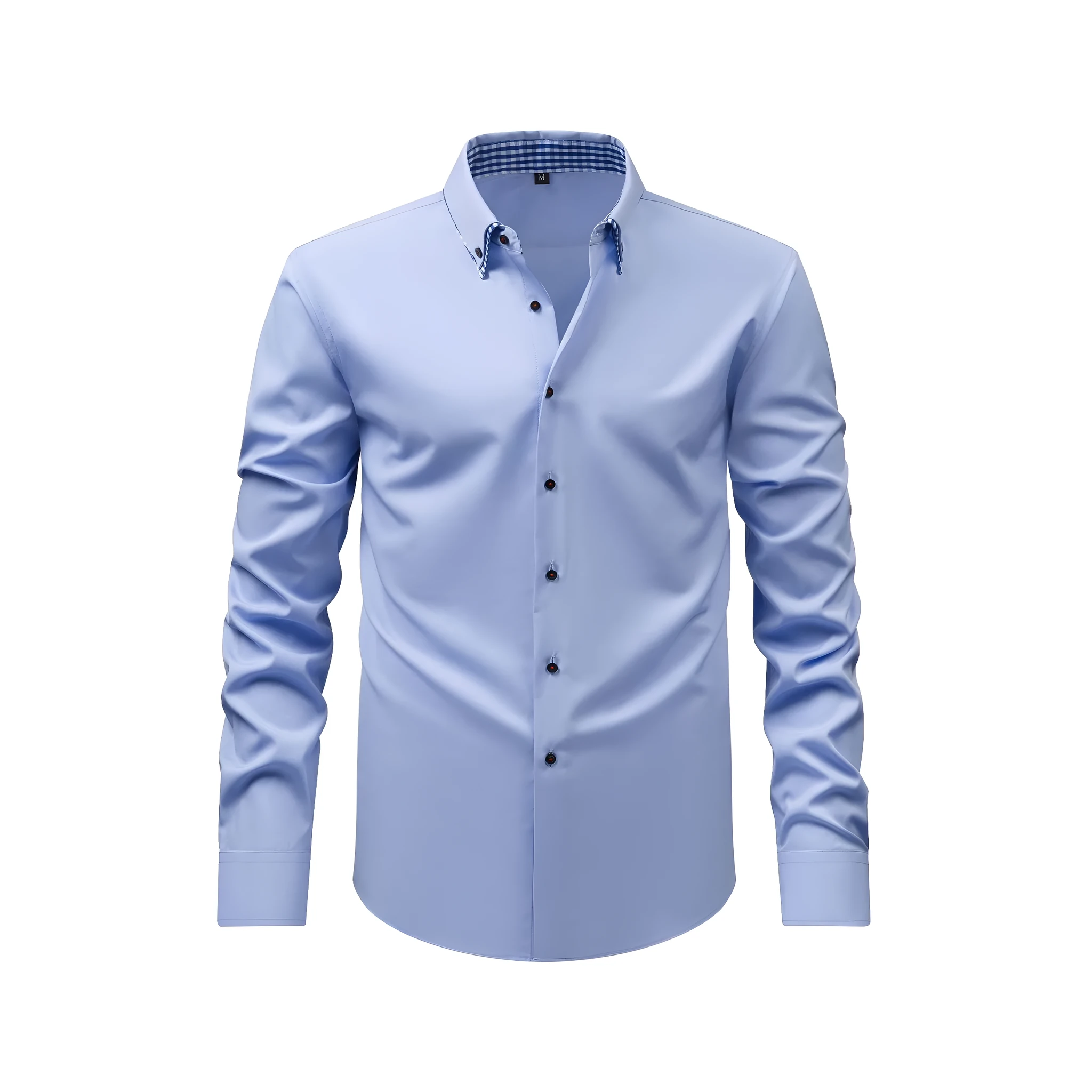 Double collar stitching casual shirt in black showing cardigan style and solid colour design with button front
