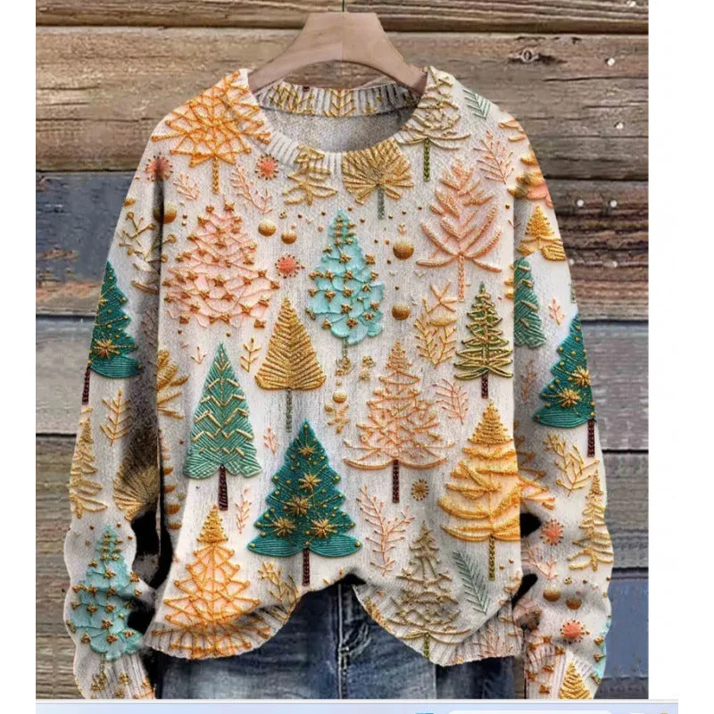 Women's little flower digital print round neck sweater in a colour from the YPM935 range.