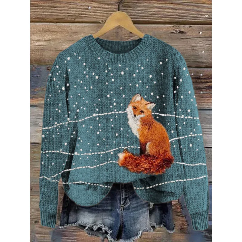 Women's little flower digital print round neck sweater in a colour from the YPM935 range.