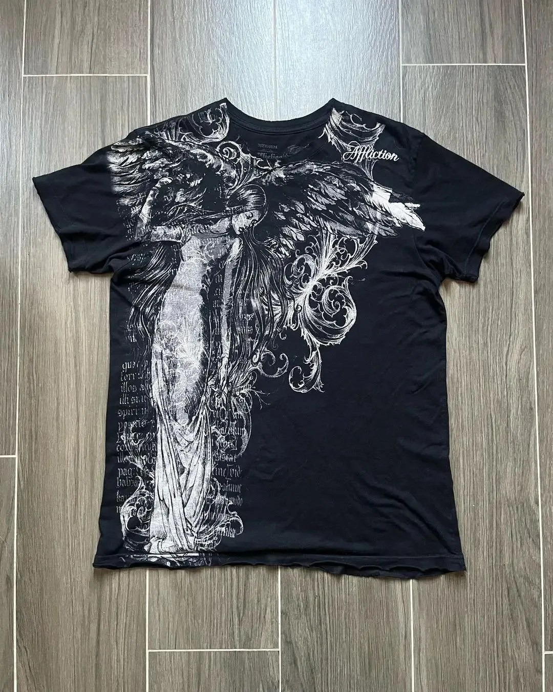 Men's summer printed cotton short sleeve t-shirt in black Korean style casual top