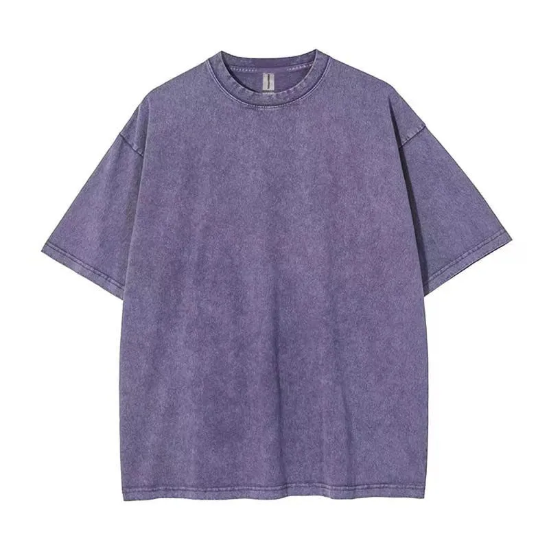 Men's cotton short-sleeved solid colour T-shirt, summer top, size S-XXL, in Washed Black