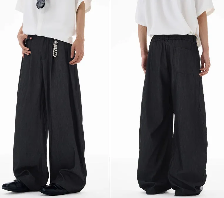 American retro texture high intelligence machete suit pants in black, regular fit, side view