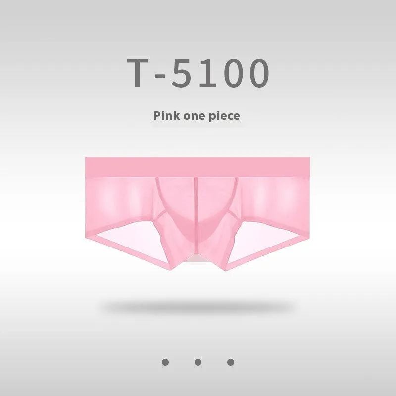 Men's seamless low-waist ice silk underwear in multiple colours on a white background.