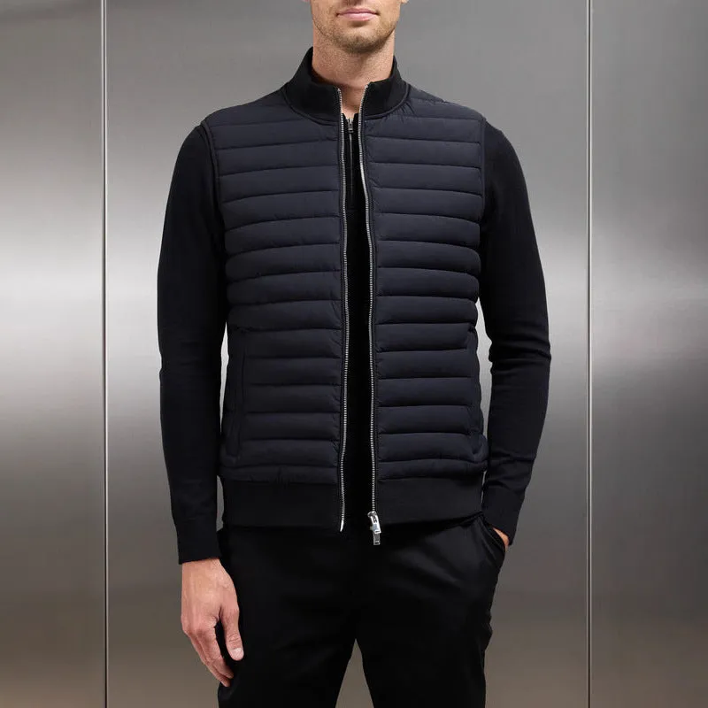 European and American down jacket vest in light stand collar style, corduroy fabric, available in black, light gray, navy blue, sizes M to XXXL