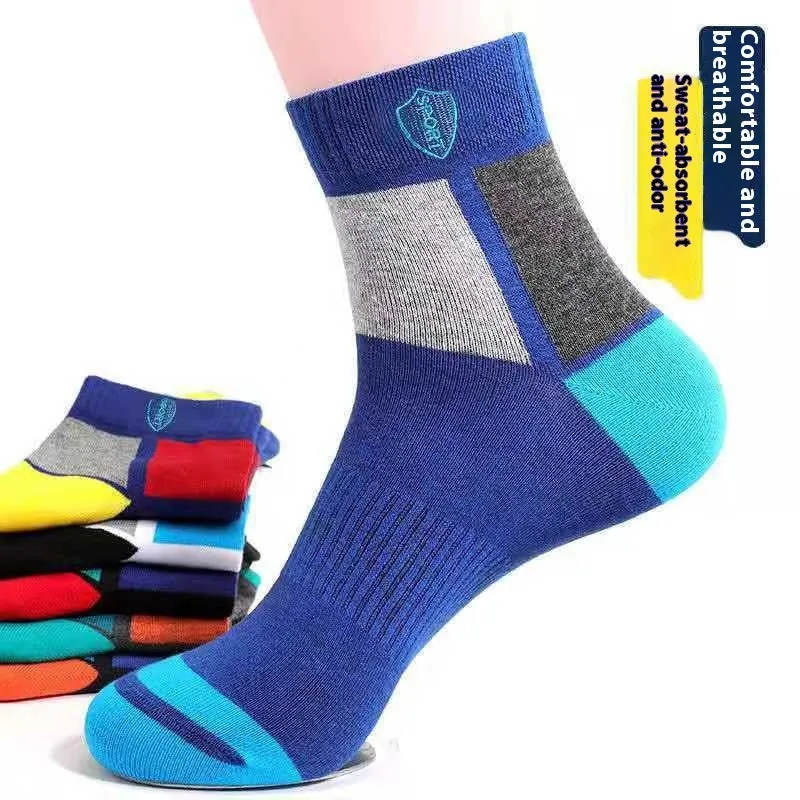 Sports mid-calf basketball deodorant men's socks in tube style with simple design and breathable fabric.