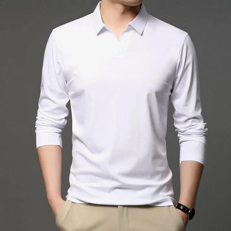 Men's solid colour cotton lapel long sleeve casual shirt in regular fit, black colour